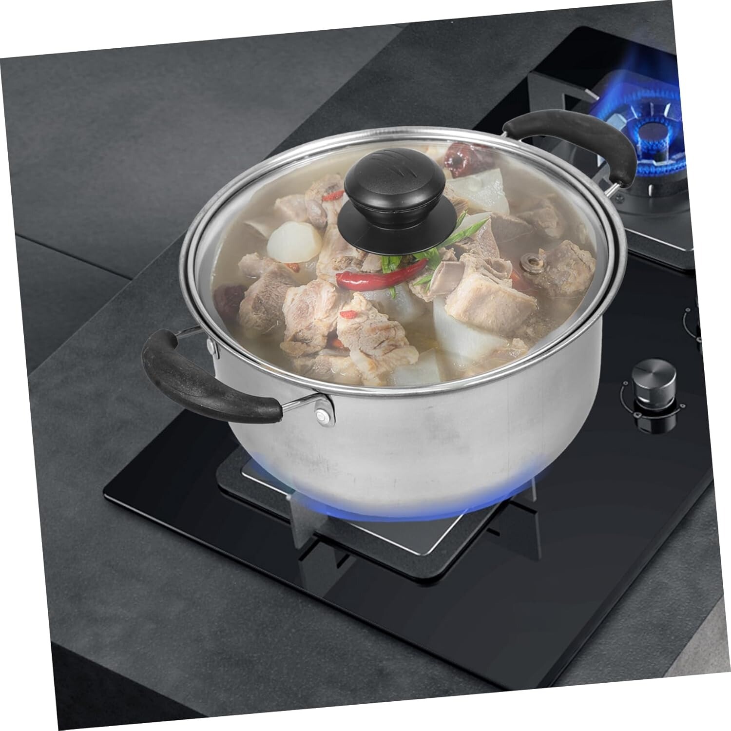 5PCS Induction Non Stick Stainless Steel Healthy Cookware Cooking Pot Stockpot — image 10
