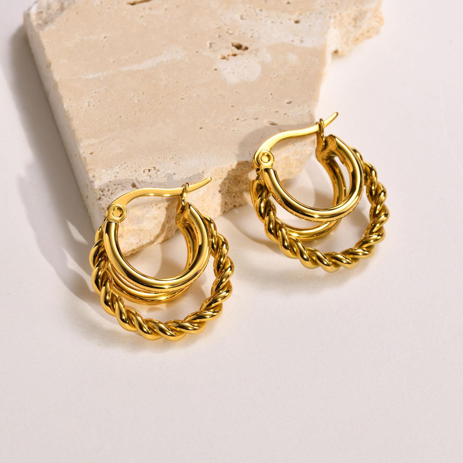 Title 3, Gold Womens Hemp Pattern Earrings. Embrace nat...