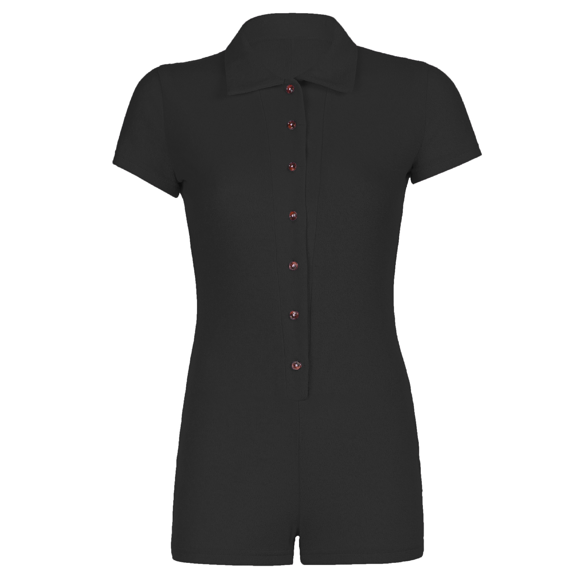 Women's Casual Lapel Button Jumpsuit Shorts