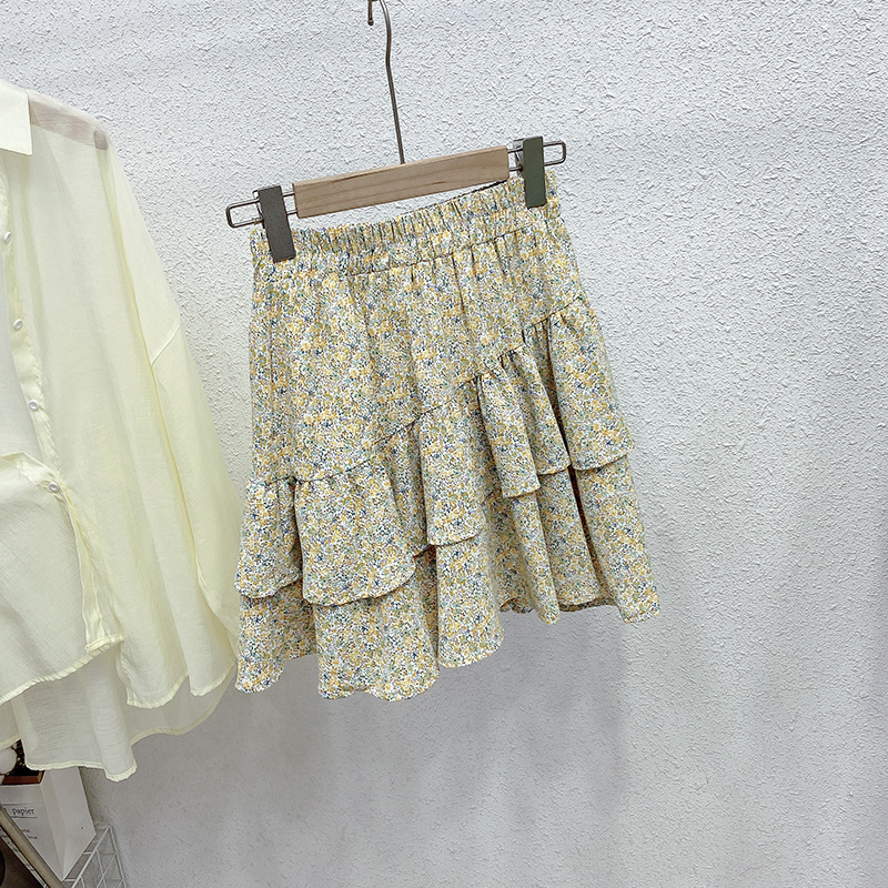 Title 1, Elastic High Waist Small Floral Cake Skirt, off...