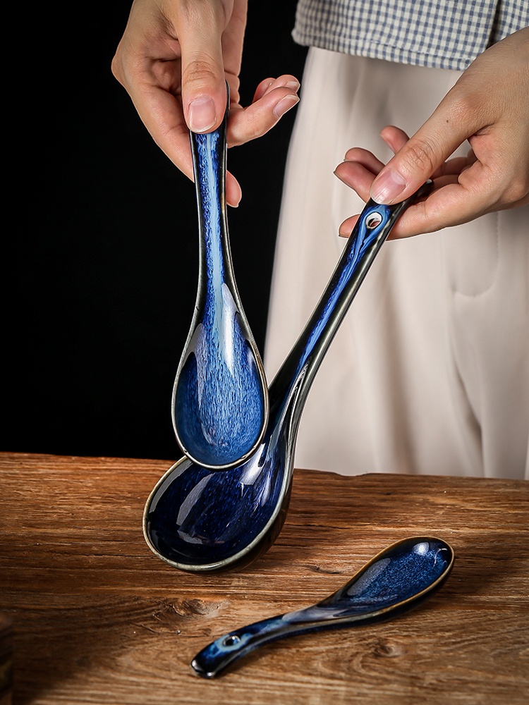 Title 6, Ceramic Soup Spoon Large Soup Long Handle Noodl...