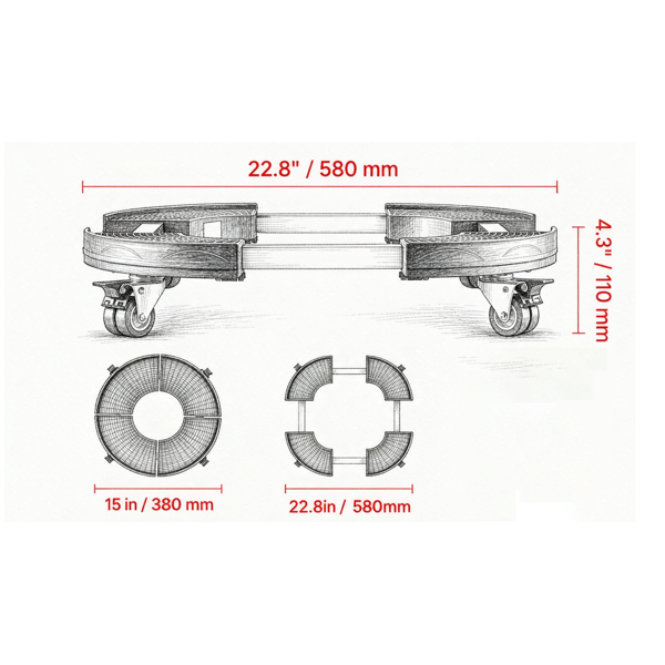 15-22.8 In Adjustable Trash Can Dolly