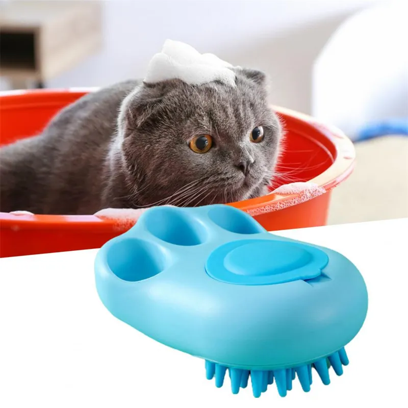 Durable Cat Paw Bath Brush Fine Foaming Labor-saving Cartoon Shape Pet Dog Cat Pet Hair Grooming Brush Reusable Dog Hair Comb Pet Products – image 2