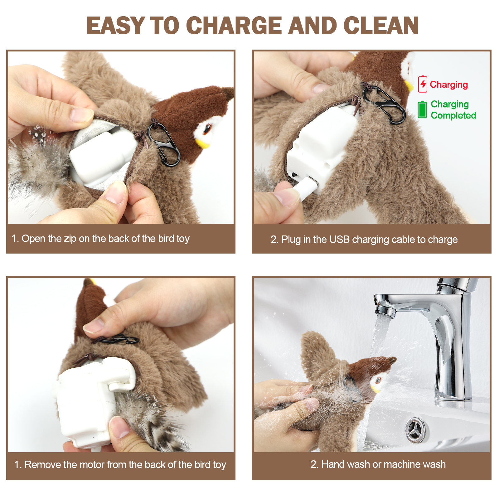 Cat Toys Flapping Bird - Interactive Catnip For Cats, Realistic Plush — image 8