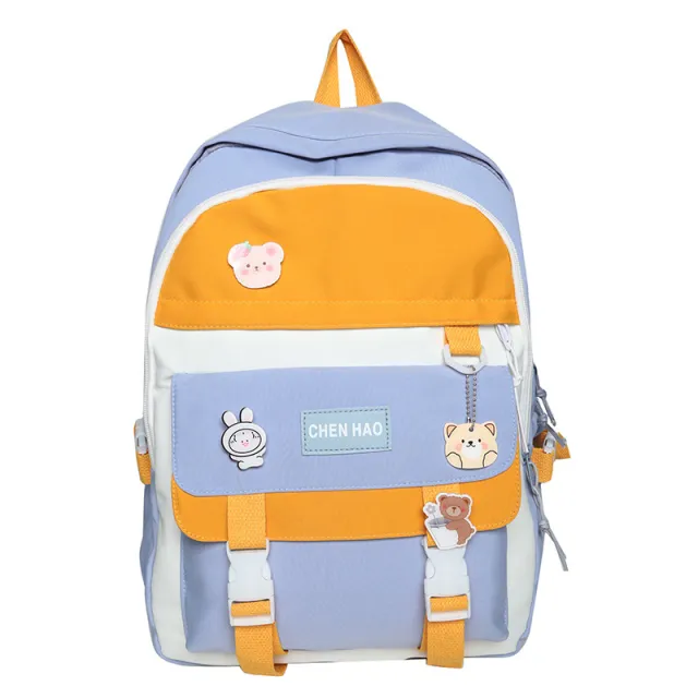 Color Matching Primary And Secondary School Students Backpack Largecapacity Simple Campus Blue - Shop at LoveMi