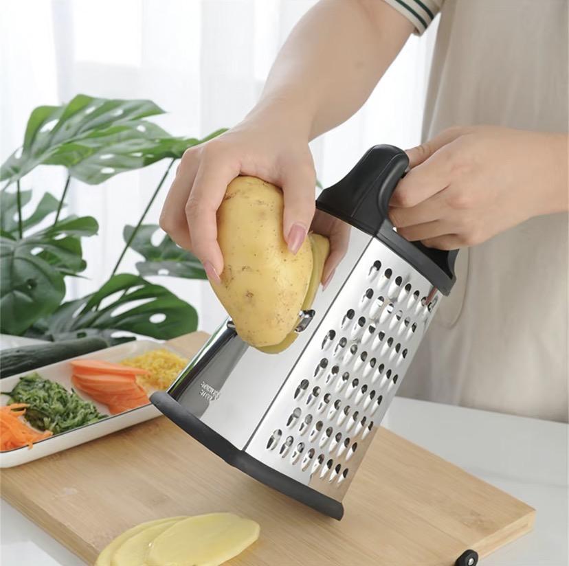 Stainless Steel Cheese Grater 9in 4 Sides, Perfect For Grating Parmesan Cheese, Vegetables, Ginger - Dishwasher Safe, Durable - Random Color