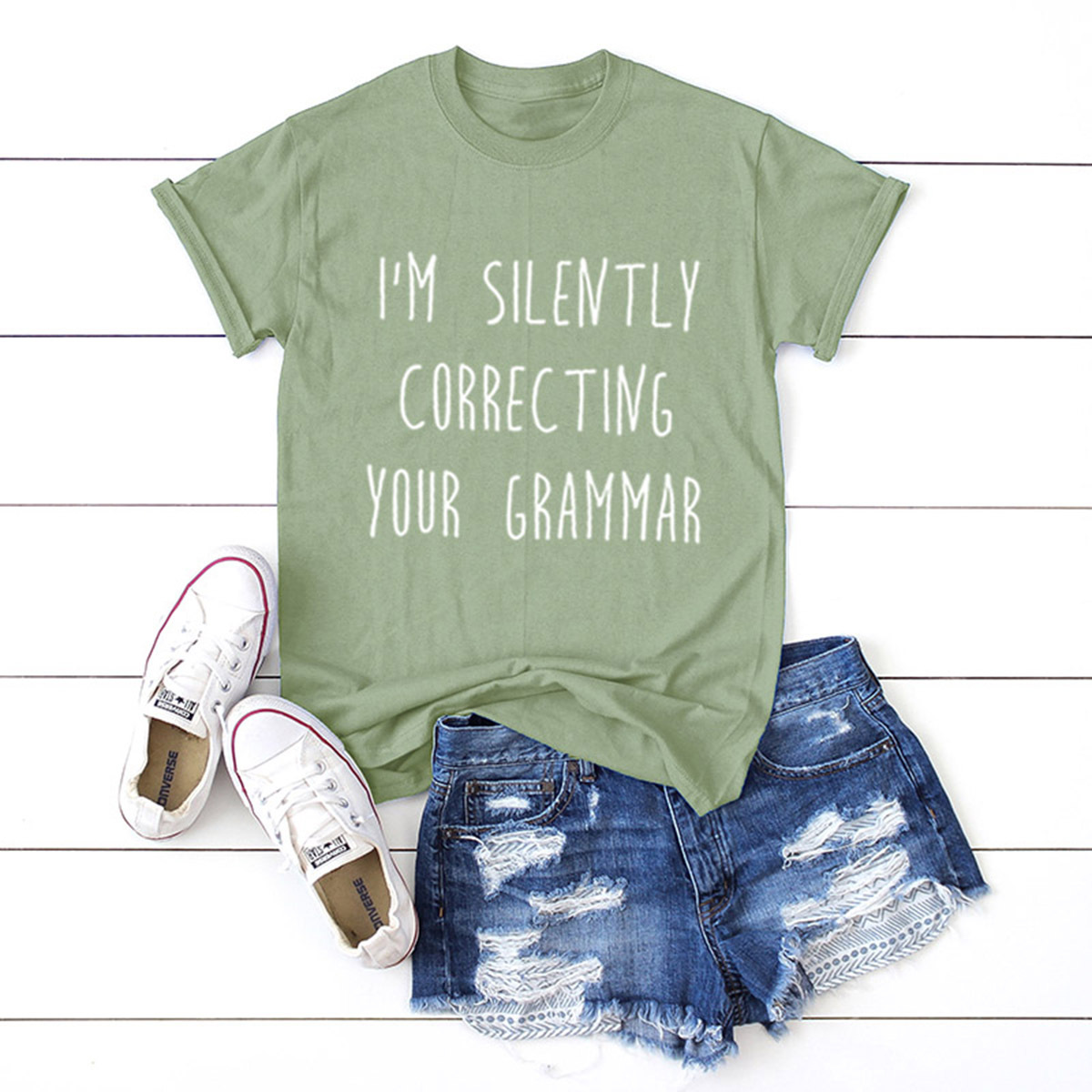 Title 5, Damen Sommer T-Shirt mit Rundhals und Buchstabe...