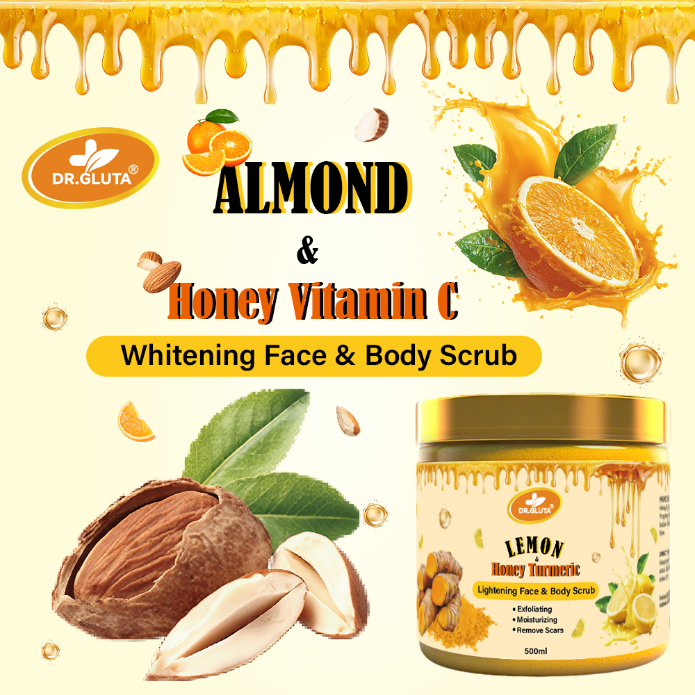 Almond & Vitamin C Body Scrub Skin Care Ligtening Face Whitening Vc 500ml