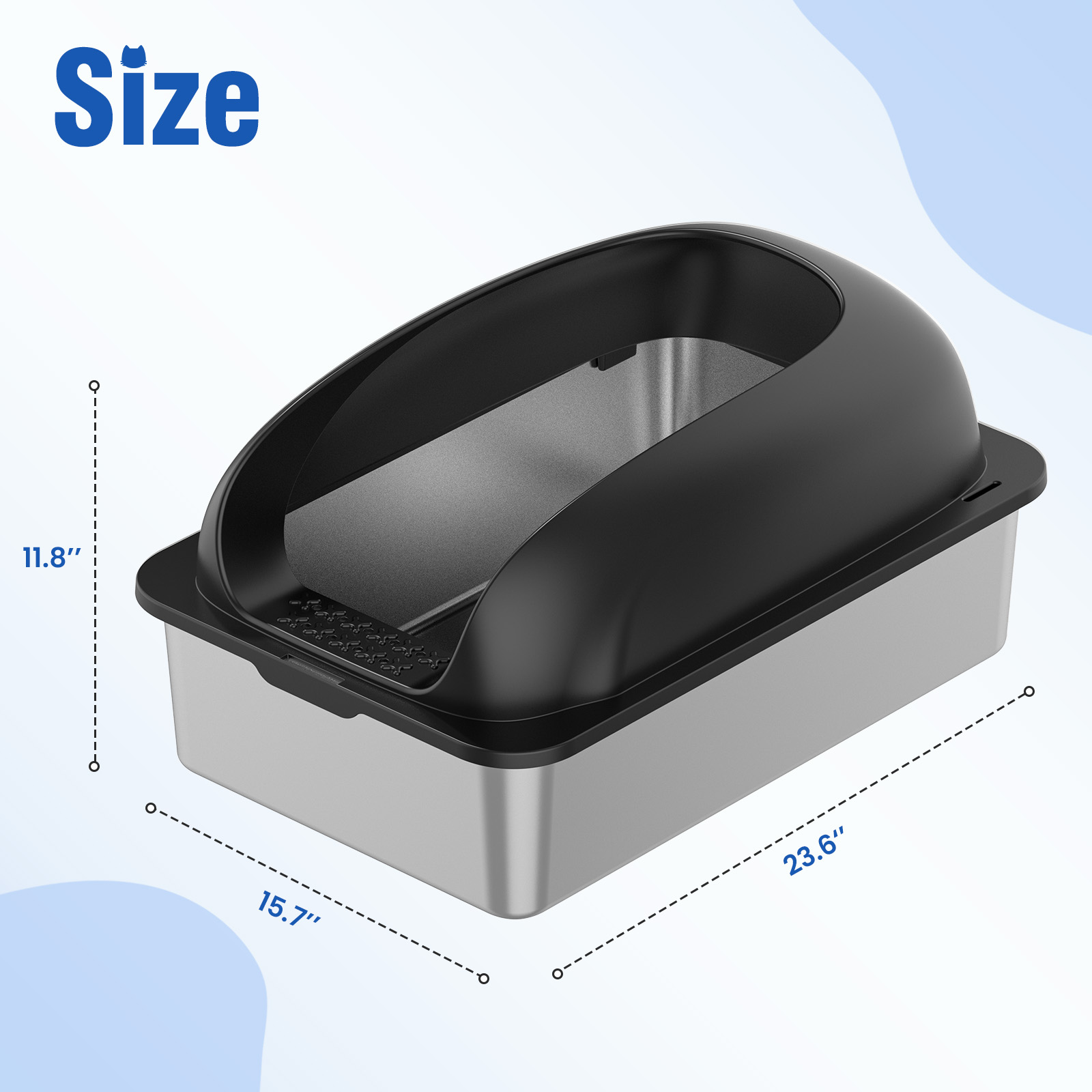 Stainless Steel Cat Litter Box With Lid, Large Cat Litter Box For Big Cats, Scoop And Mat Included image 16