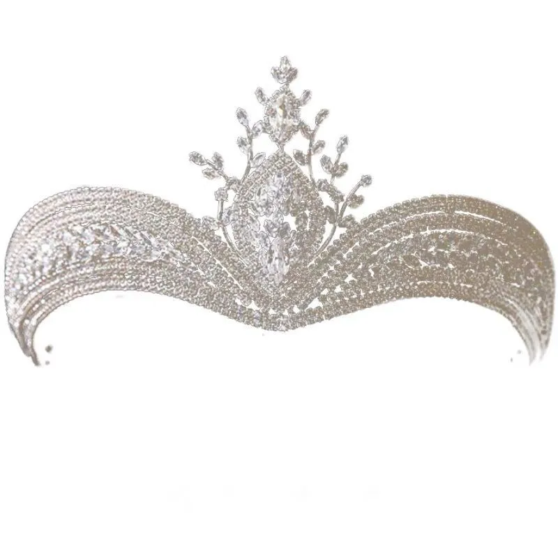 Headdress Alloy Diamond-Encrusted Crown Super Flash Wedding Dress Crown - White