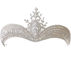Headdress Alloy Diamond-Encrusted Crown Super Flash Wedding Dress Crown - White - View 1