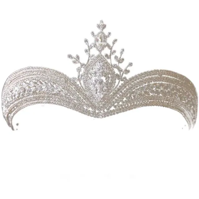 Headdress Alloy Diamond Encrusted Crown Super Flash Wedding Dress Crown White - Shop at LoveMi