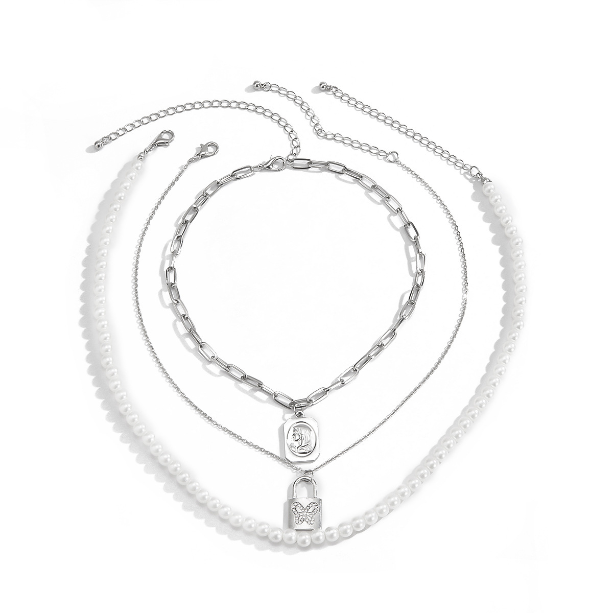 New Men's Multilayer Pearl Necklace, National Tide, Chinese Style Design, Metal Necklace