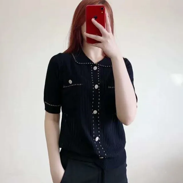 Summer New Small Fragrant Wind Lapel Gold Silk Bright Line Black - Shop at LoveMi