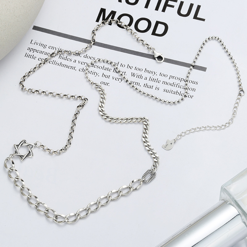 Fashion Sterling Silver Six-pointed Star Long Necklace