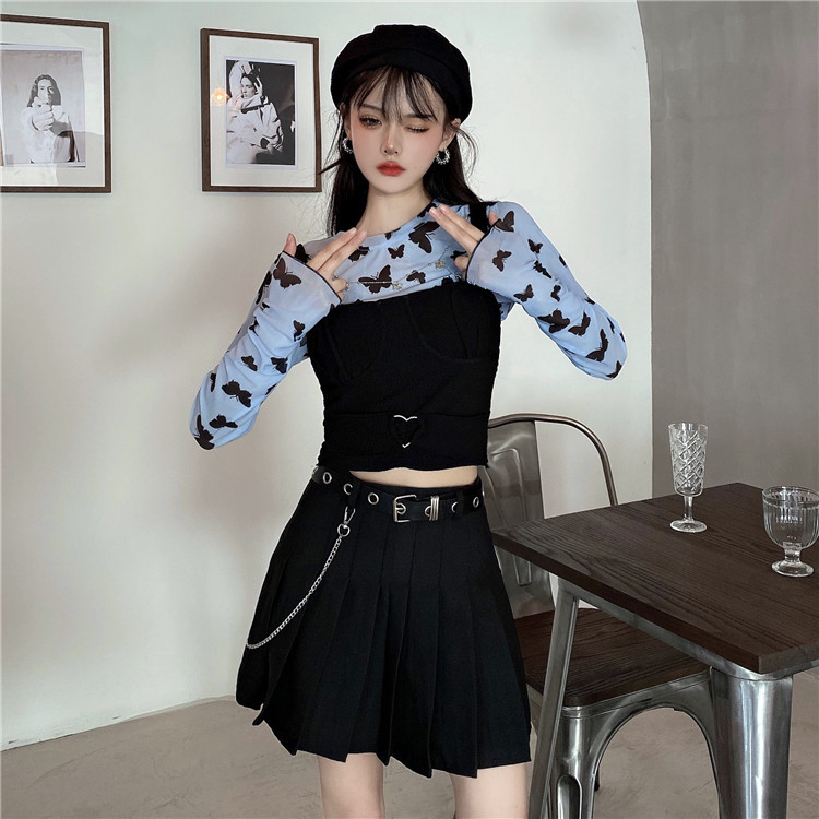 New Butterfly Net Yarn Design Sense Long Sleeves