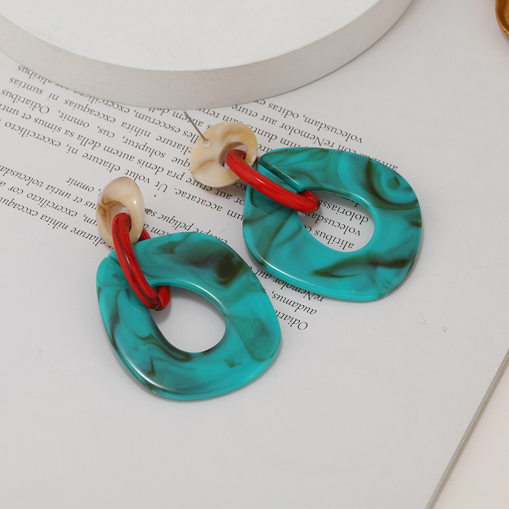 Title 4, Geometric Acrylic Hepburn Wind Color Bump Earrings