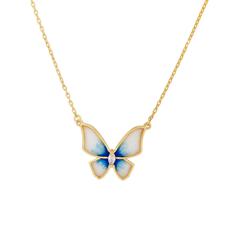 Blue Butterfly Necklace Female New Clavicle Chain Temperament