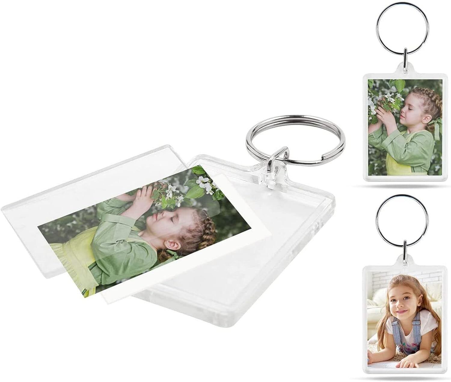 Blank Keyring Acrylic Plastic Passport Photo Key Rings Craft Picture UK — image 12