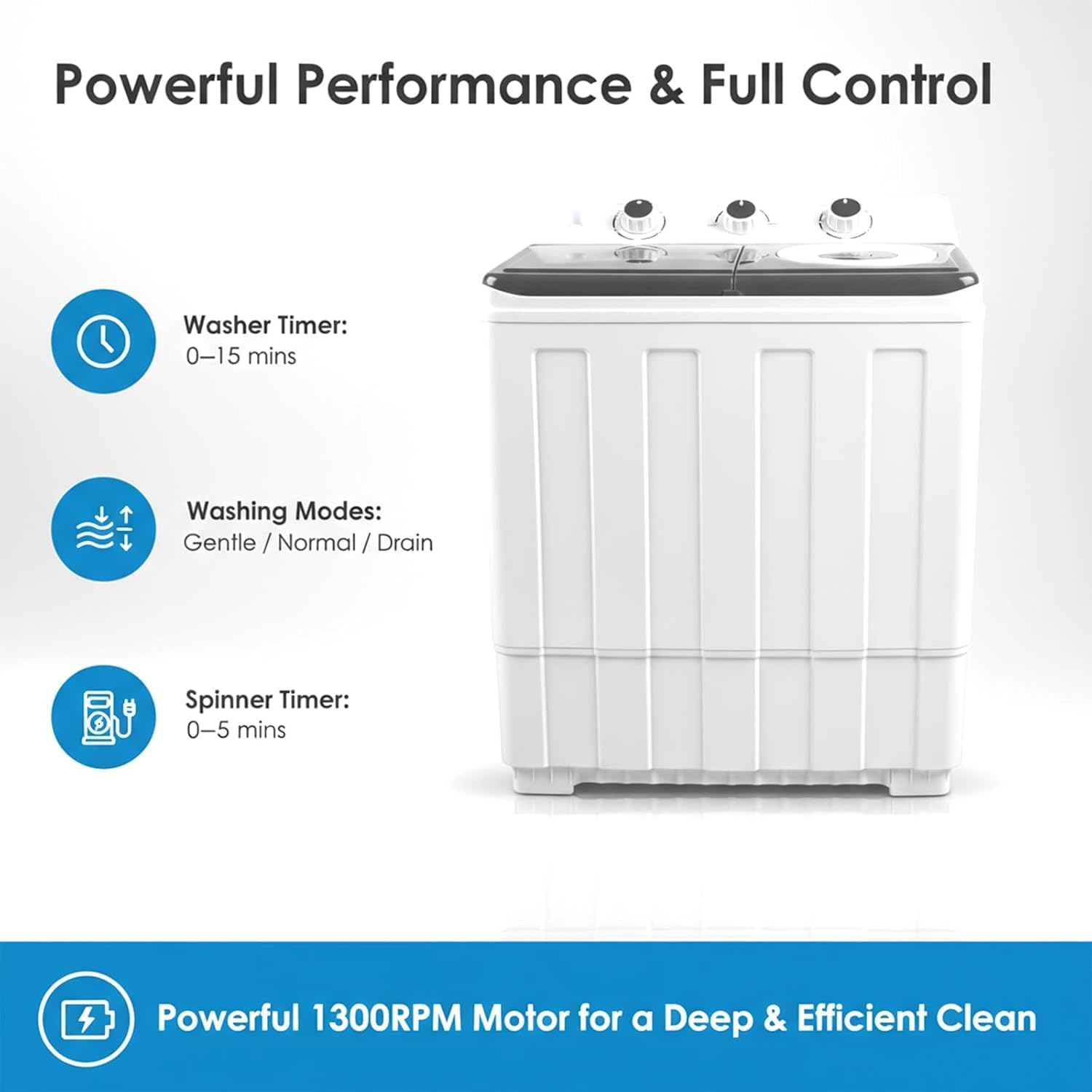 14lbs Portable Washing Machine With 9.5lbs Wash And 4.5lbs Spin, Twin Tub Washer Compact Machine With Drain Pump, Mini Portable Washer For Home, Camping, RVs, And Small Spaces, Grey