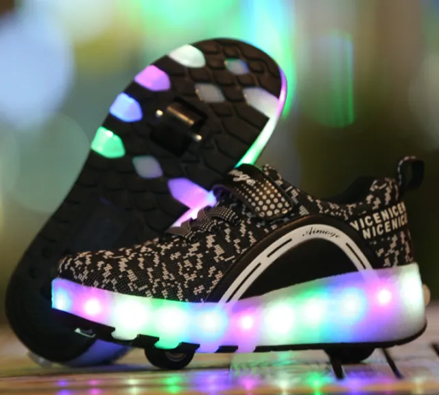 Ultra light Luminous And Rechargeable Roller Skates Black - Shop at LoveMi