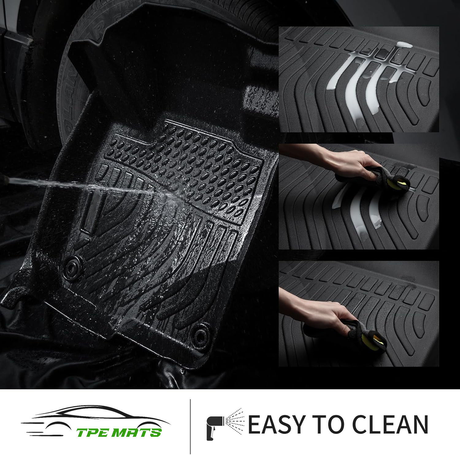 Floor Mats Custom For Jetta 2019-2025 Waterproof Car Mats All Weather Guard Mats Heavy Duty TPE Automotive Floor Liners Accessories Front& Rear Row Full Set - Black