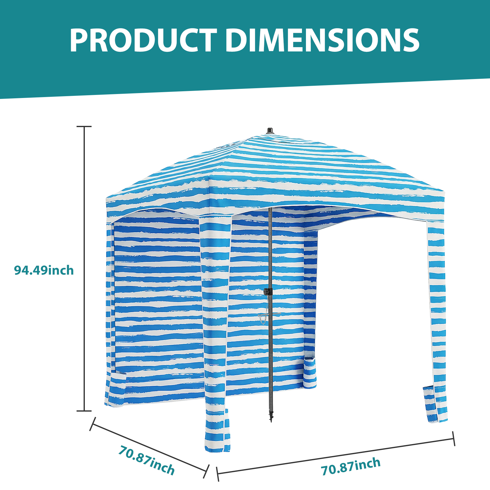Beach Cottage – 6 Feet By 6 Feet, With Detachable Side Walls, A Simple Beach Sunshade Tent, Equipped With Storage Bags, Portable, UPF 50– Standard