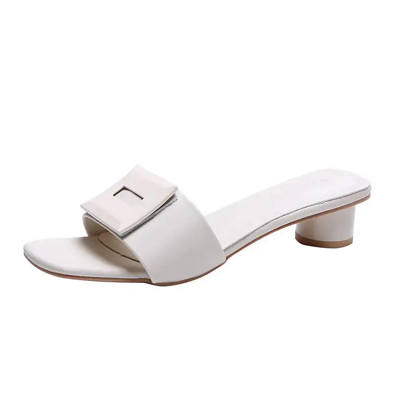 Fashion Square Buckle All Match Thick With Flip Flops