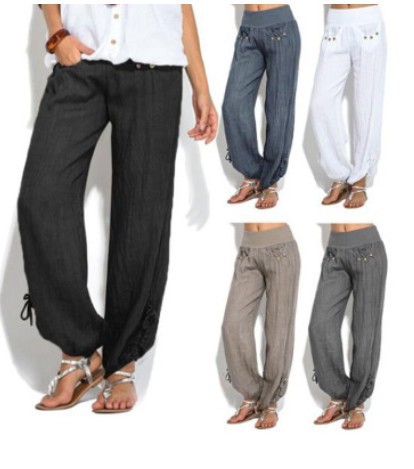 Title 1, Buttoned casual wide-leg trousers, designed for...