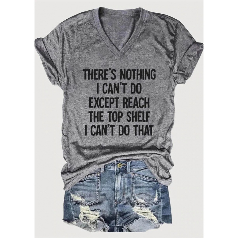 Women's Digital Printed Cotton-like V-neck T Shirt