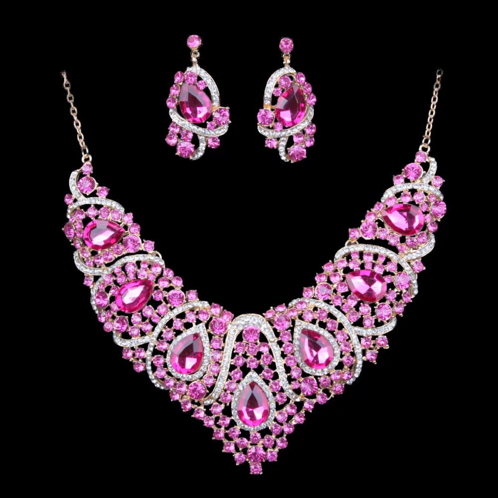 Colorful Bridal Necklace and Earring Set