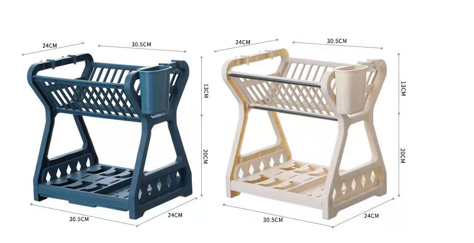 Title 1, Kitchen Double Stacking Dish Rack Draining Shelf