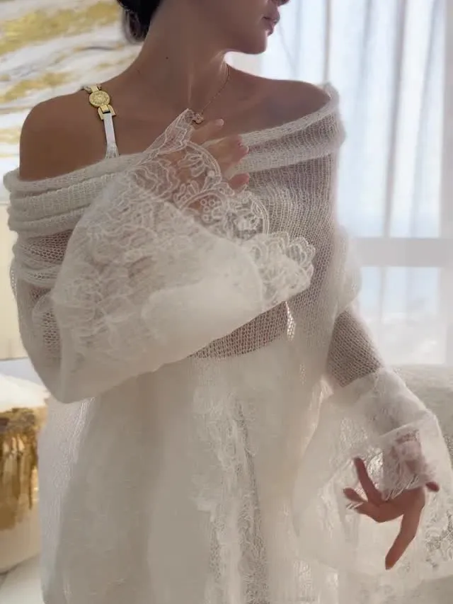 White Lace Off Shoulder Oversized Top White - Shop at LoveMi