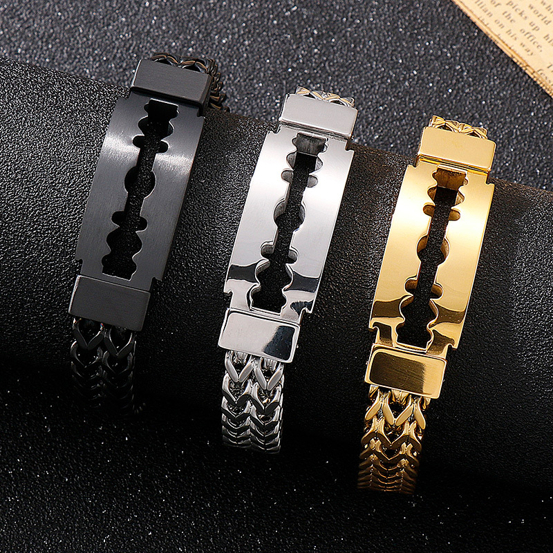 Personality Creative Blade Electroplated Titanium Steel Men's Bracelet