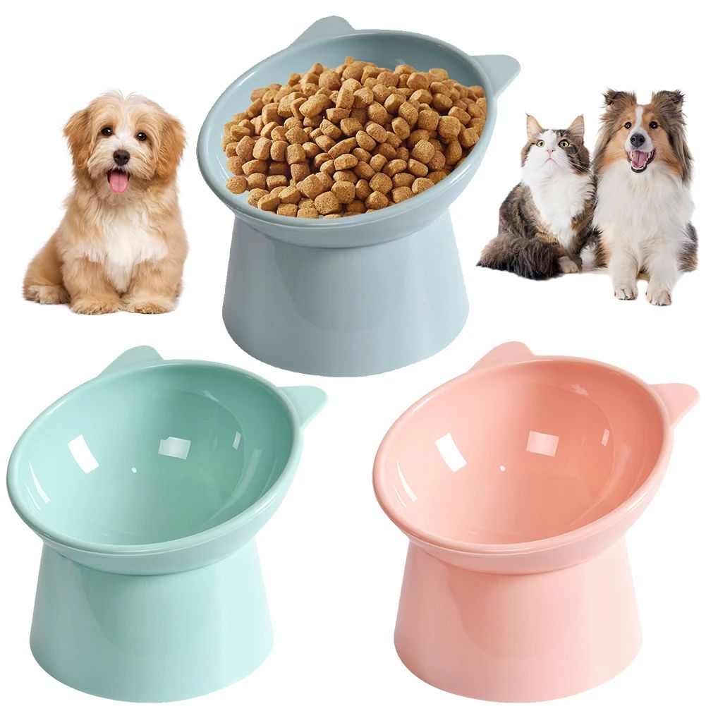 Tilted Cat Food Bowl Elevated Cat Bowl Ergonomic Raised Cat Food Bowl Anti Vomiting Plastic Feeding Bowl Non Slip For Cats Dogs