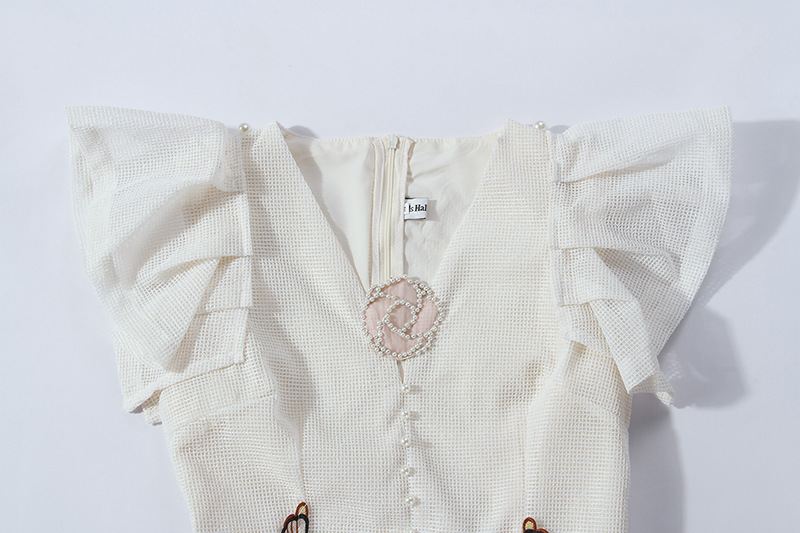 V-Neck Embroidered Slim Dress, picture 2 of 6