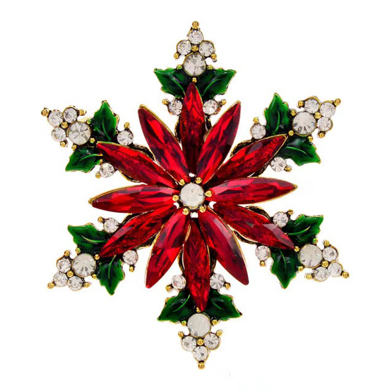 Glass Christmas Snowflake Brooch Red - Shop at LoveMi