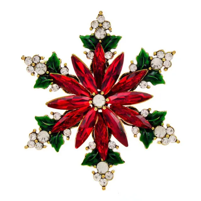 Glass Christmas Snowflake Brooch Red - Shop at LoveMi