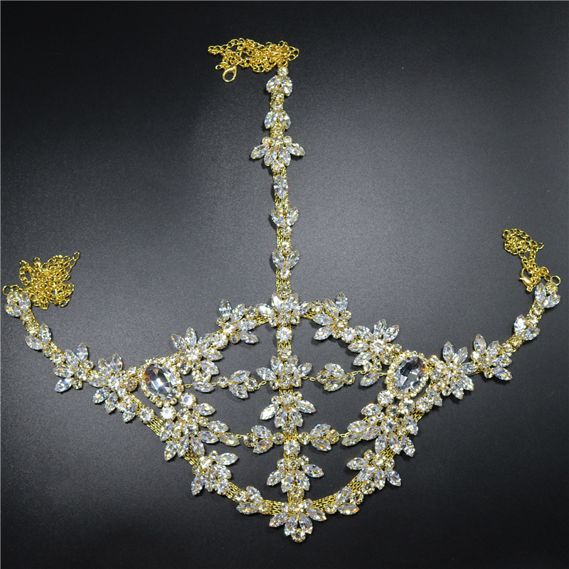 Fashion Exaggerated Halloween Rhinestone Crystal Masquerade Mask Party Gold - Shop at LoveMi