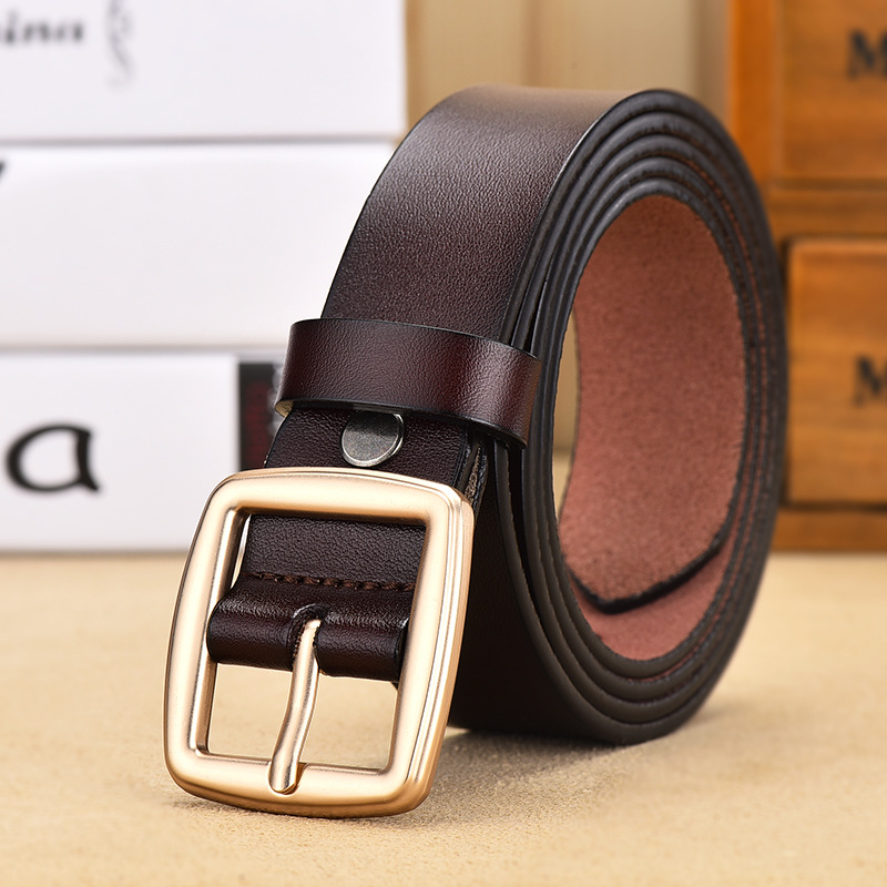 Ladies Korean Style Simple Gold Pin Buckle Belt