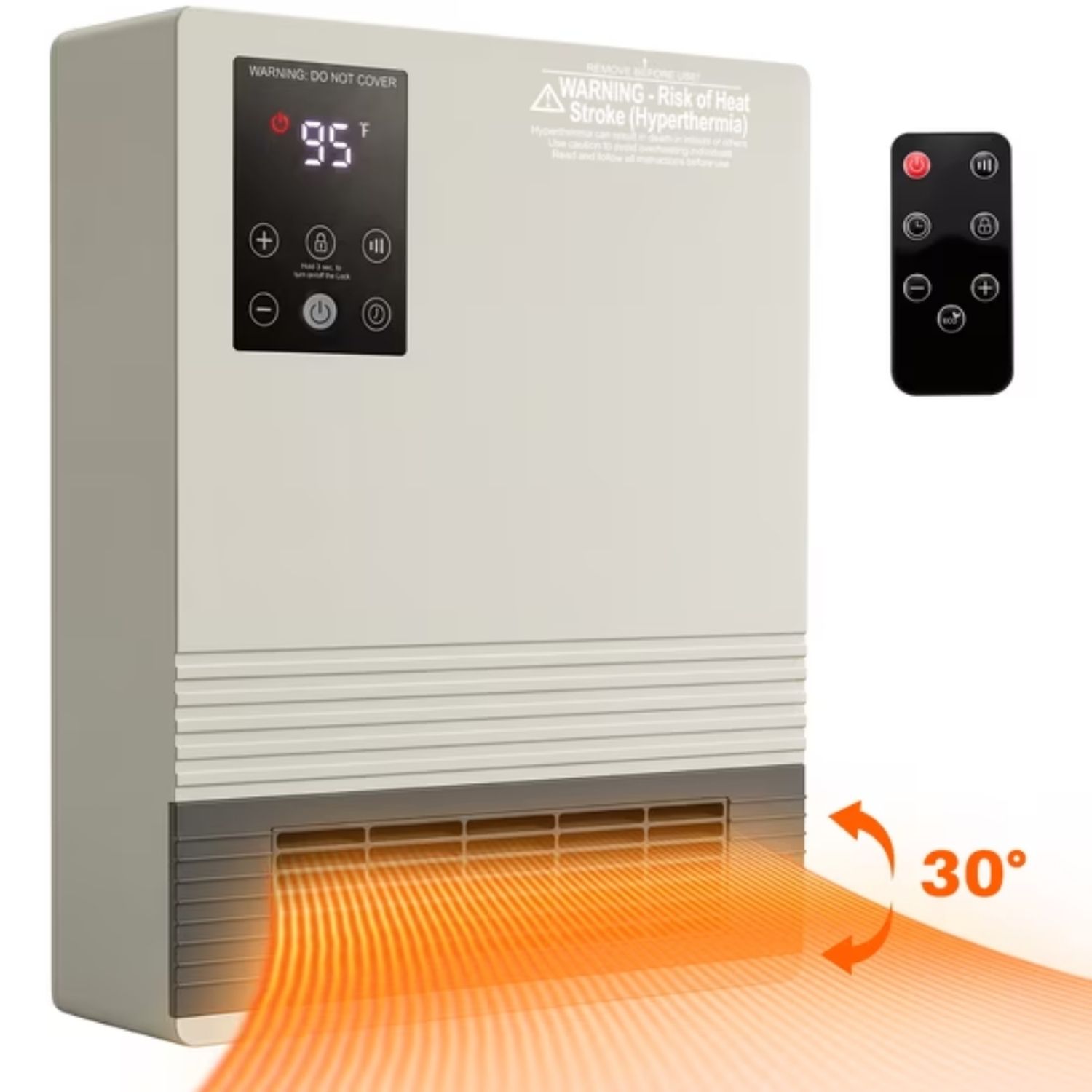Wall Heater, Touchscreen, Remote Control, Adjustable Thermostat, 15-Hour Timer, Dual Heat Settings, Overheat Protection, Child Lock image 11