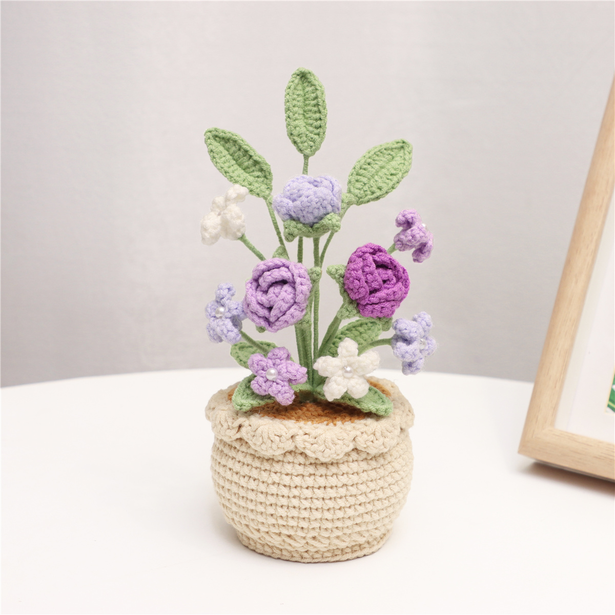Crochet Rose Potted Ornament, picture 3 of 5