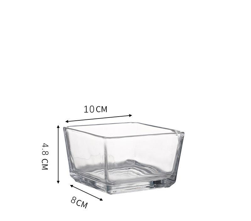 Small Square Glass Bowl Household Dessert Bowl Salad Bowl Trace Gold Snack Bowl