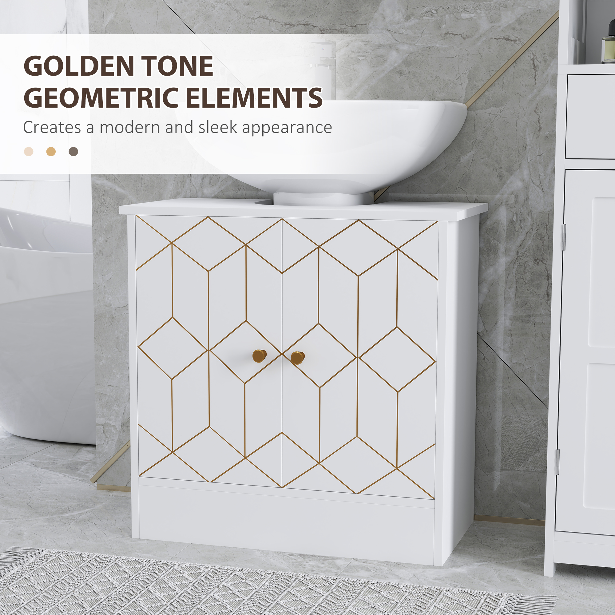 Under Sink Bathroom Cabinet, With Adjustable Shelf And Open Compartment — image 8