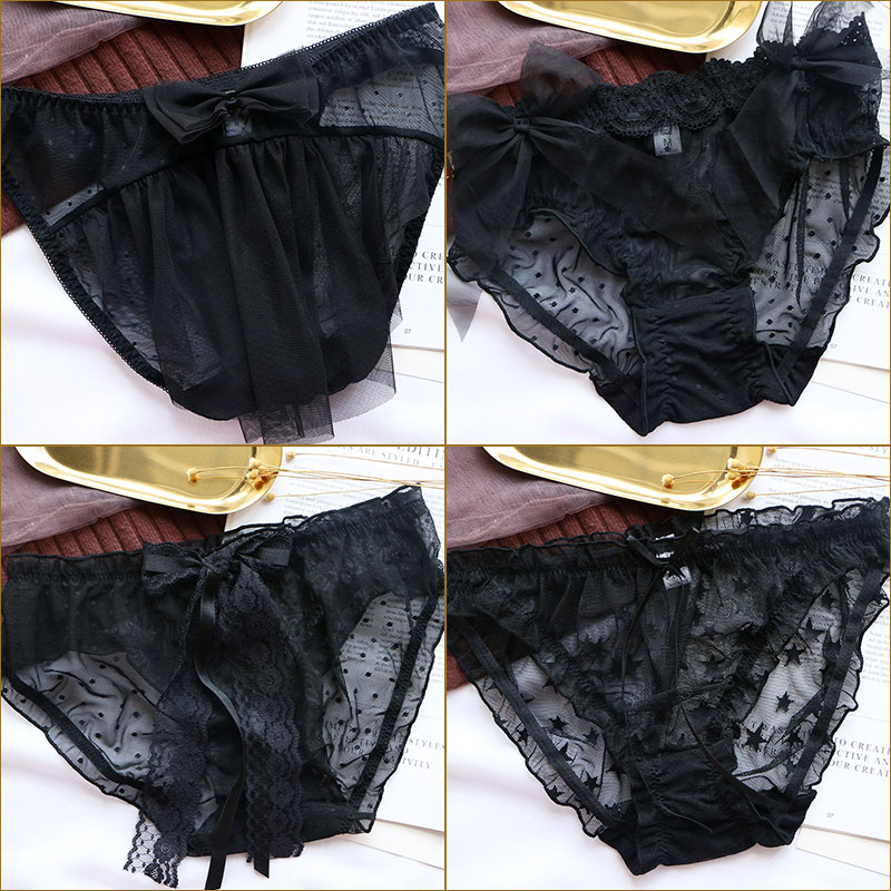 Title 1, Kit 4 Calcinhas Sexy Renda Feminina Preto Branc...