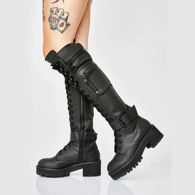 Fashionable Low Heel Platform Long Boots Black - Shop at LoveMi