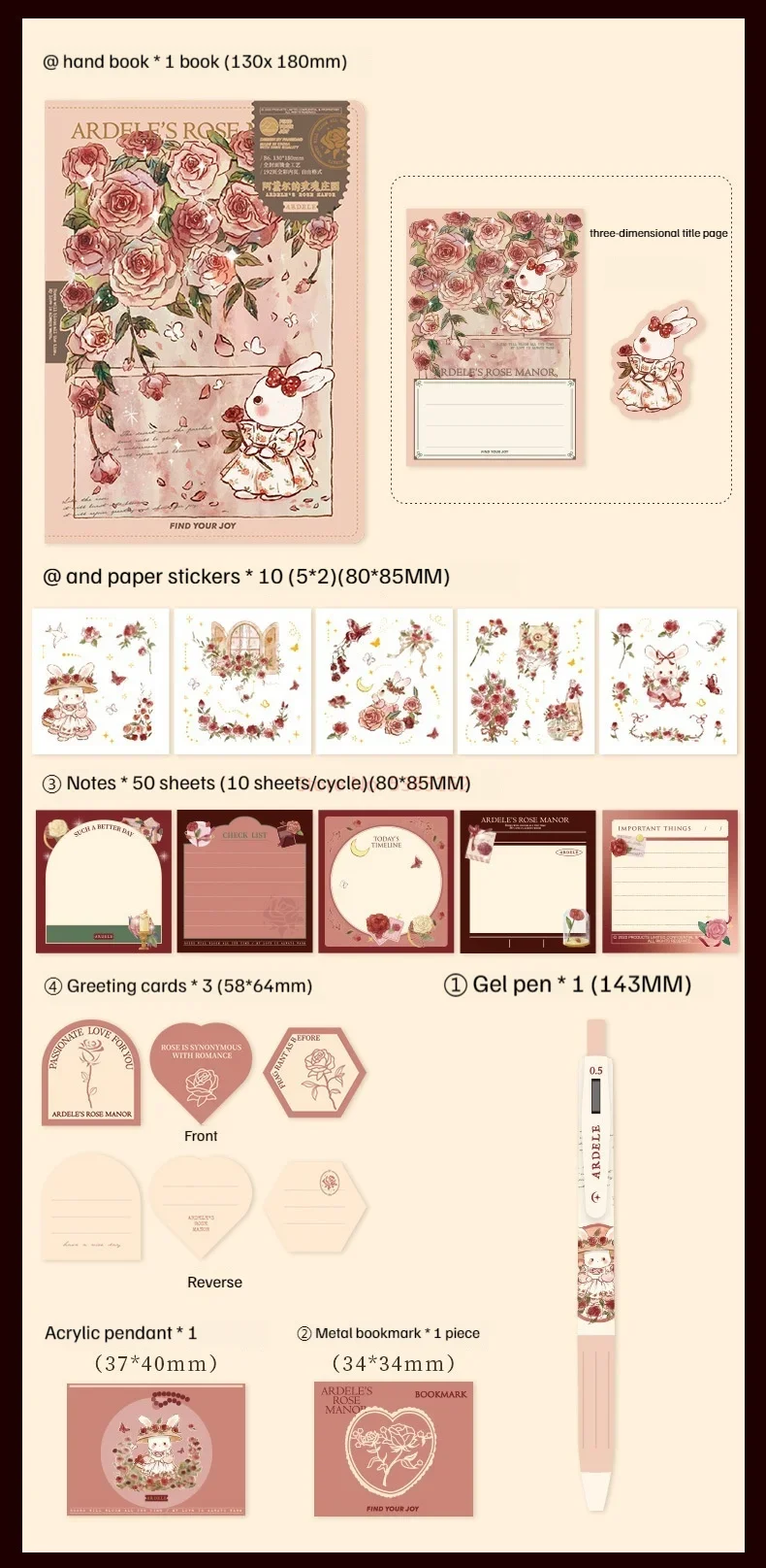 Title 4, Handbook Set Gift Box Cute Girl Handbook Korean...