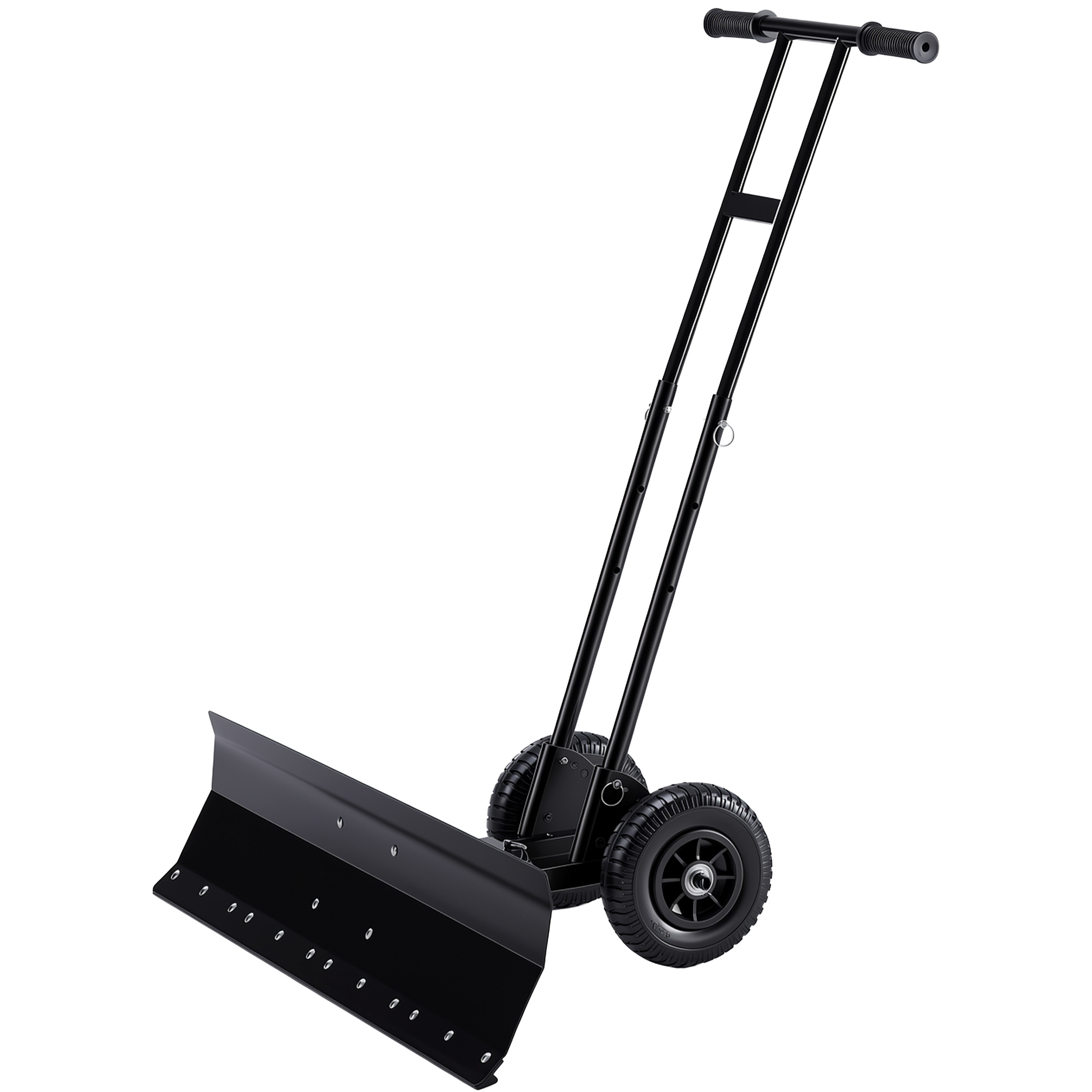 Adjustable Wheeled Snow Pusher, Q235 Carbon Steel Snow Removal Tool For Yard & Driveway