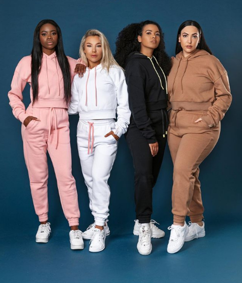 Women's Solid Color Hooded Long-sleeved Casual Suit