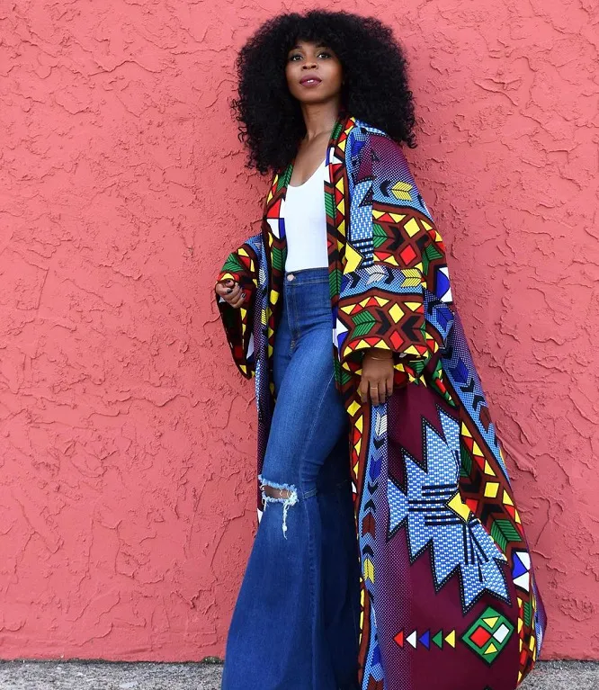 Autumn Positioning Printing Blue European And American Loose Coat - Blue